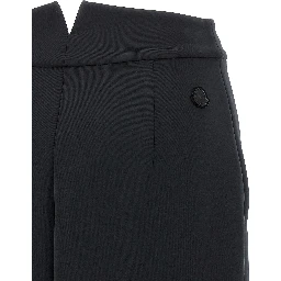 Black Polyester Midi Skirt