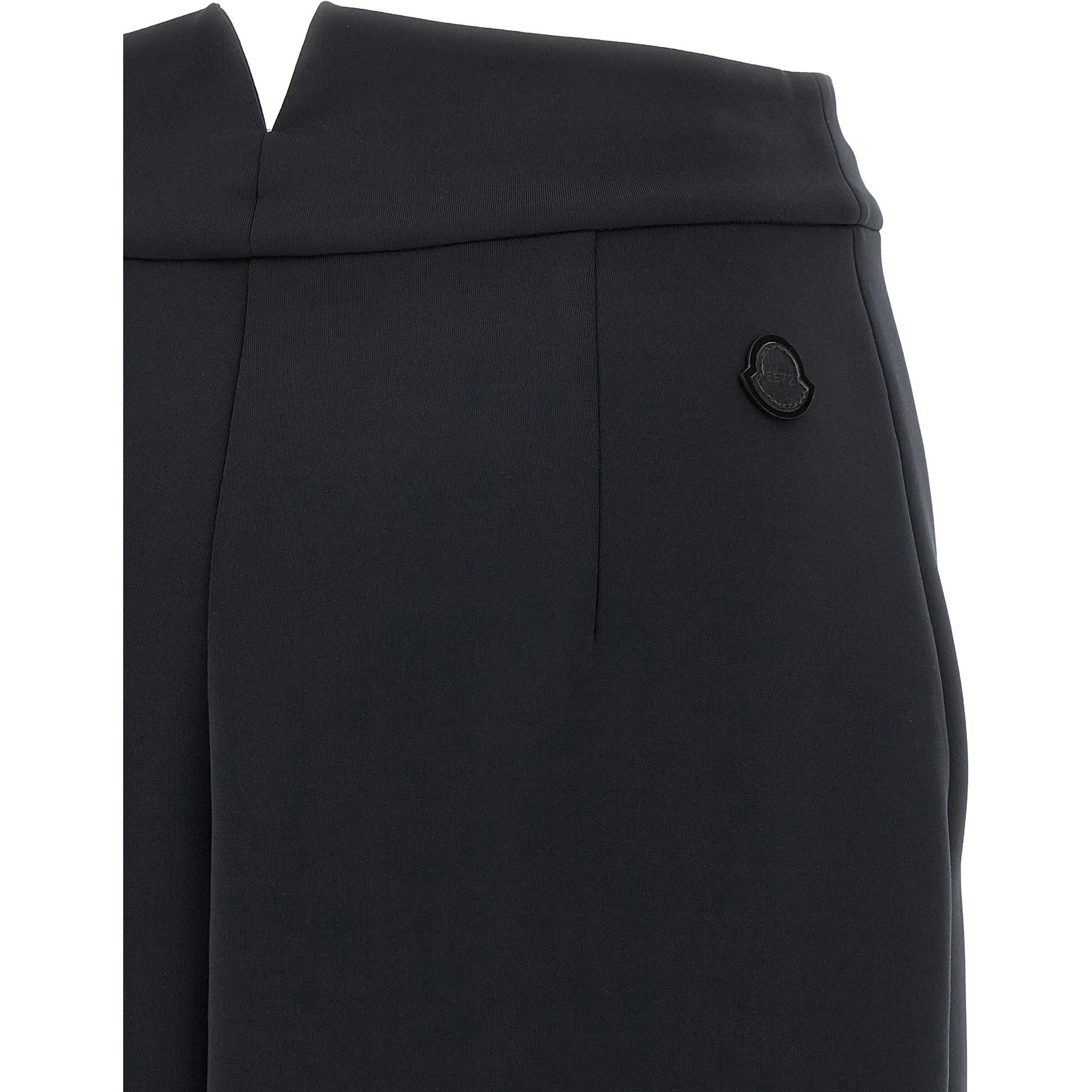 Black Polyester Midi Skirt