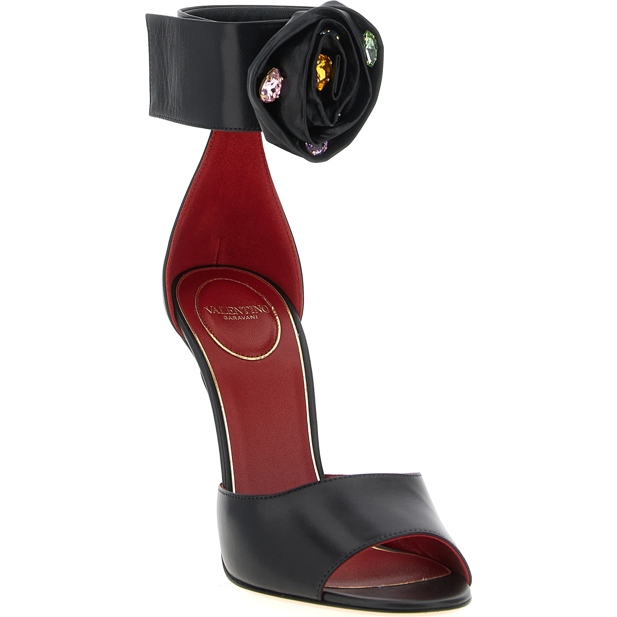 Black Calfskin Stiletto Heel Sandals