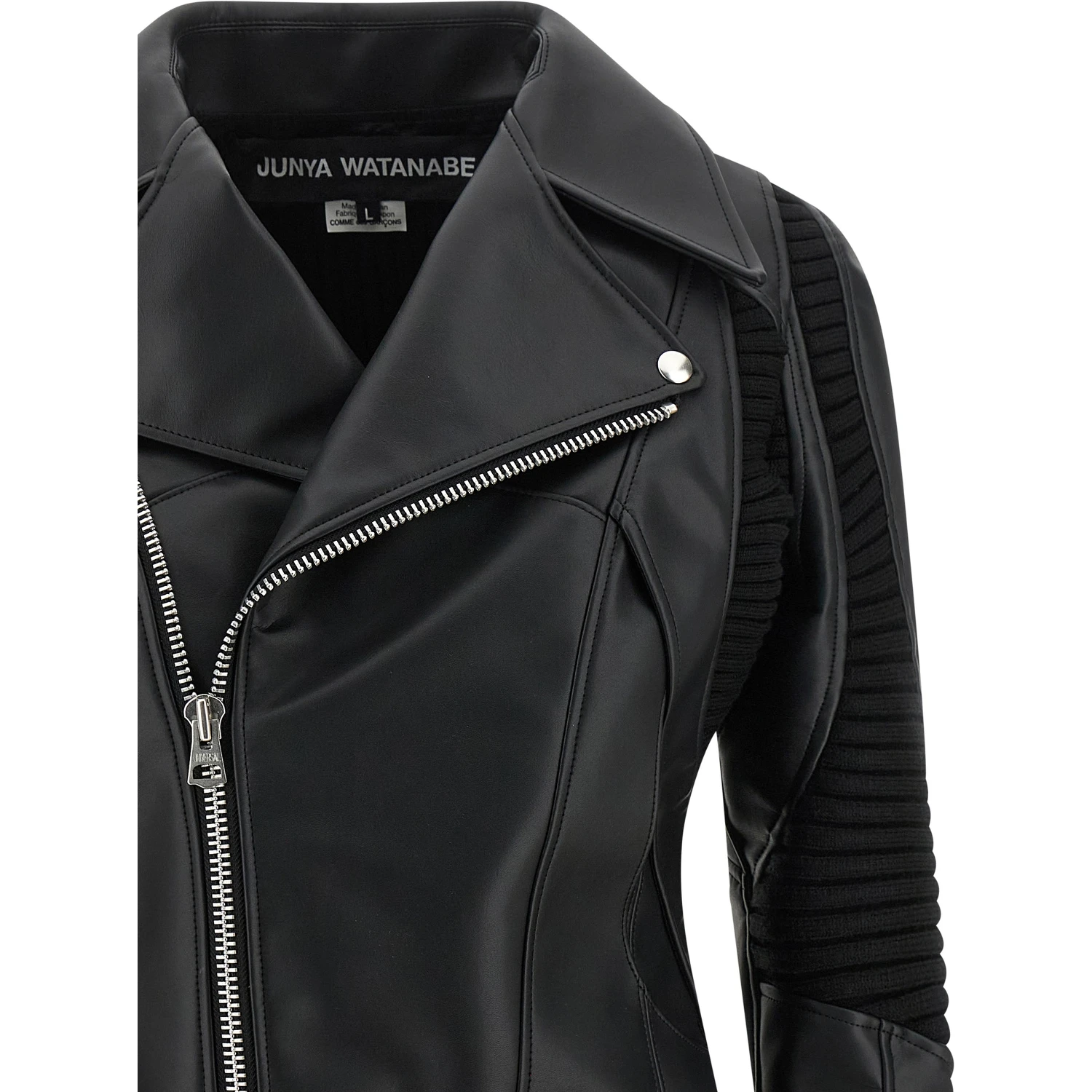 Black Artificial Leather Biker Jacket