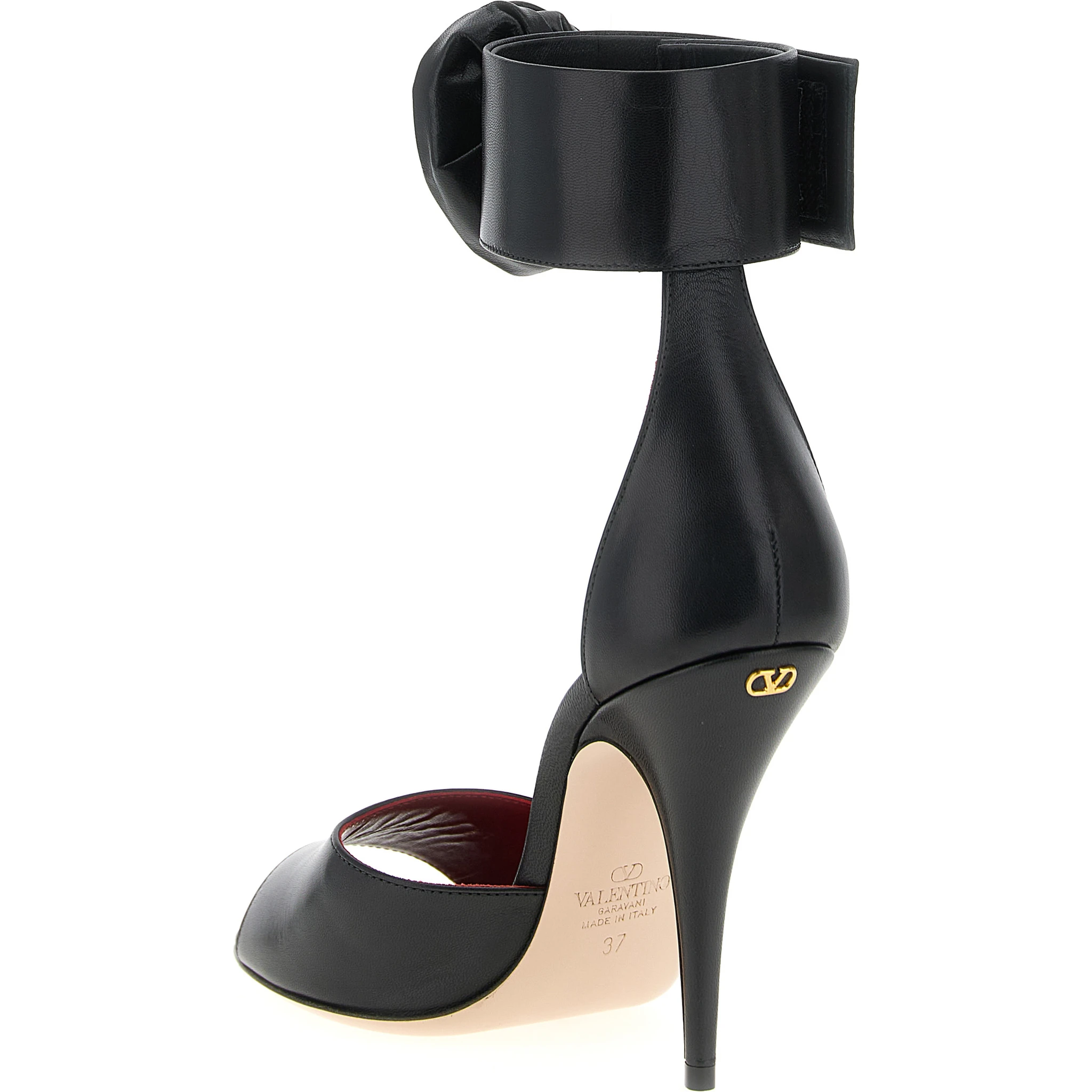 Black Calfskin Stiletto Heel Sandals