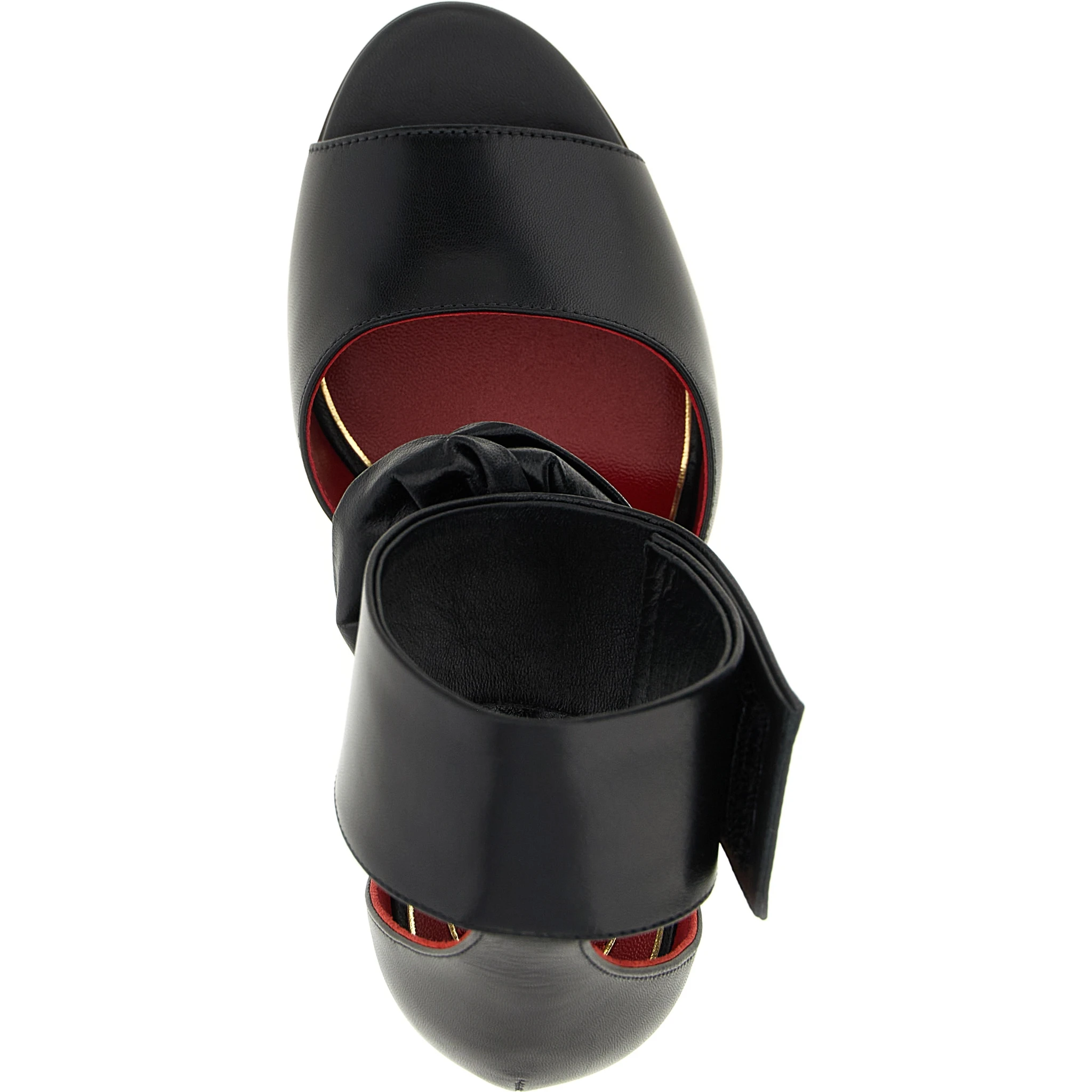 Black Calfskin Stiletto Heel Sandals