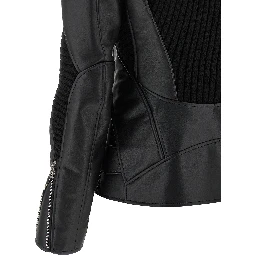Black Artificial Leather Biker Jacket