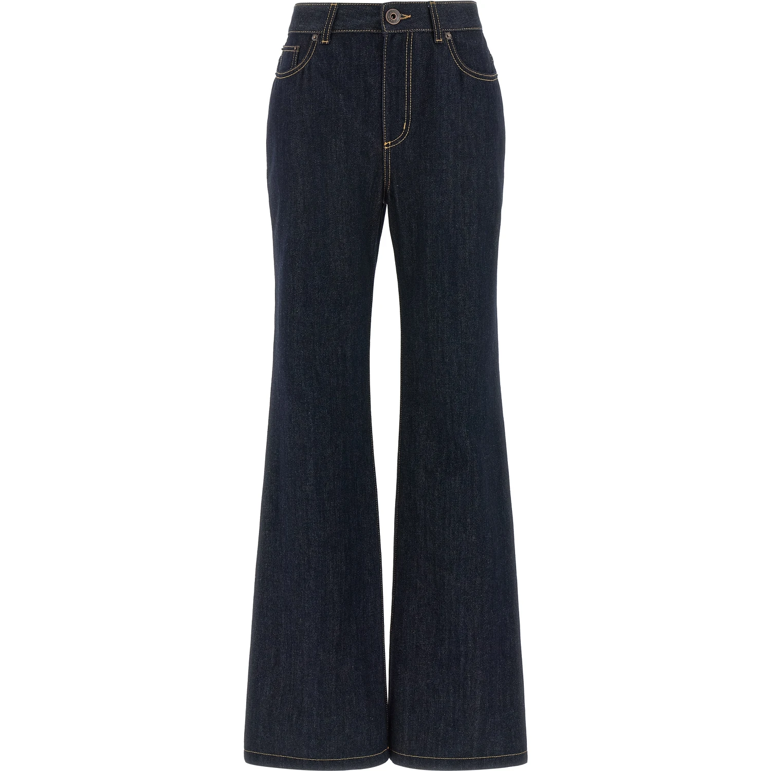 Blue Cotton Flared Jeans