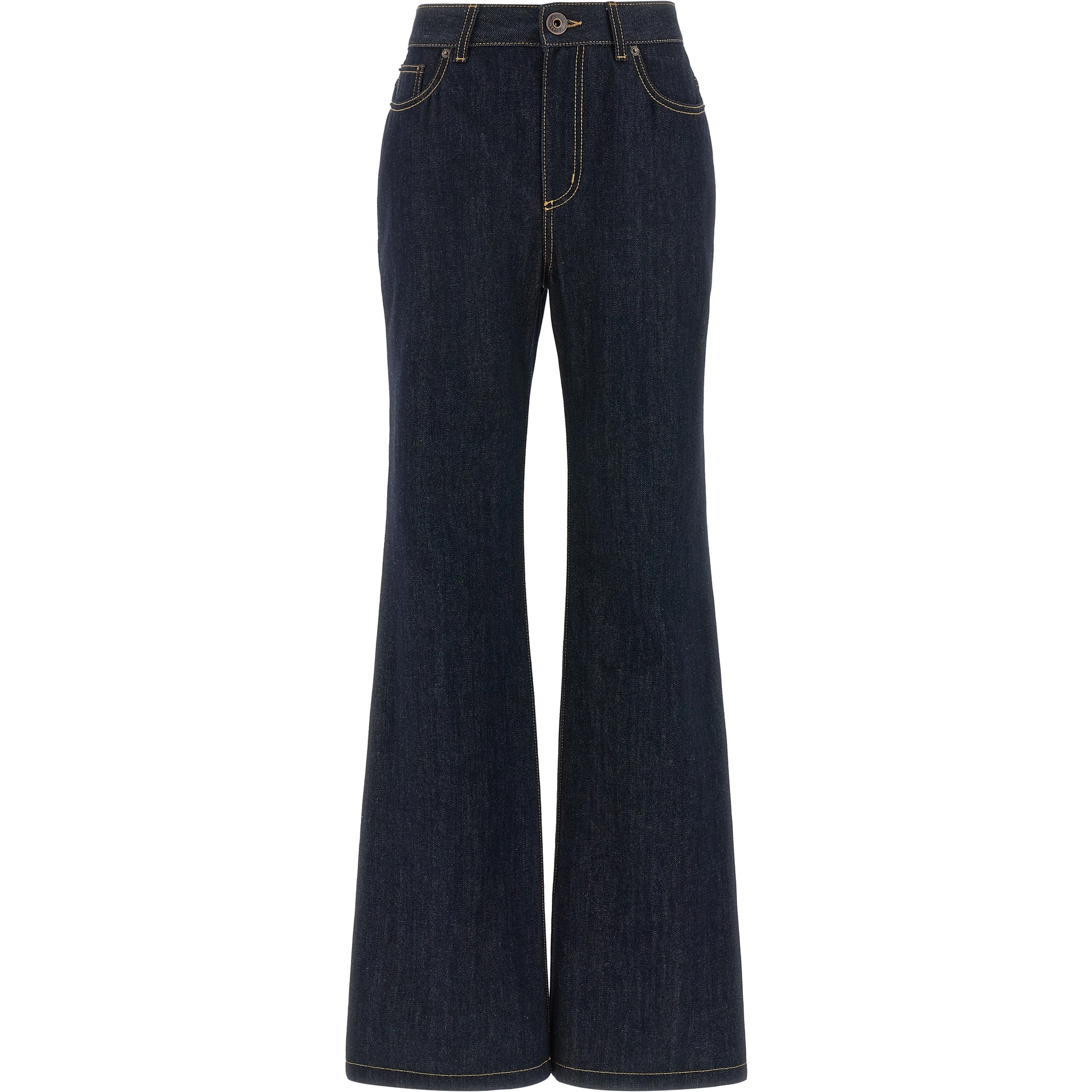 Blue Cotton Flared Jeans