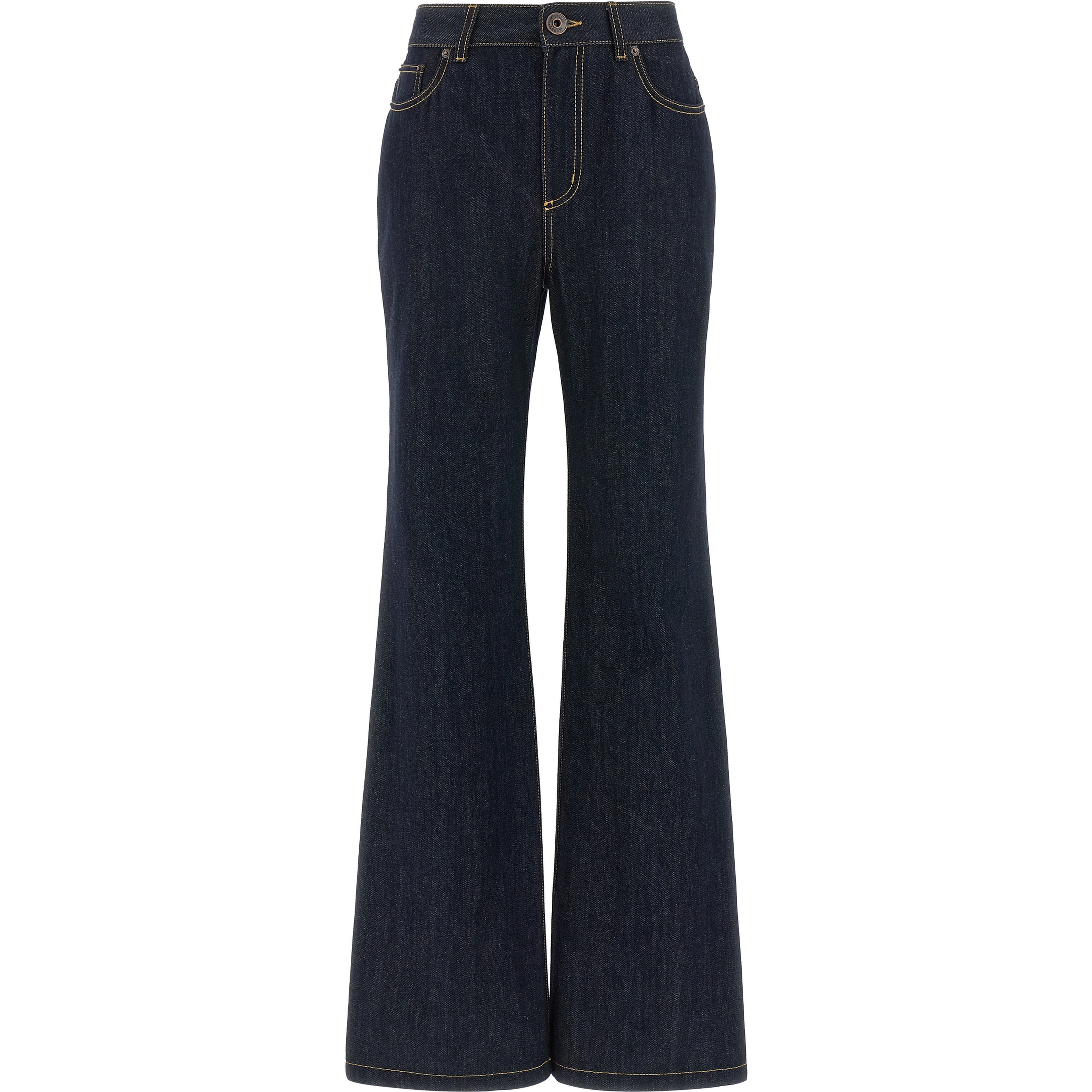 Blue Cotton Flared Jeans
