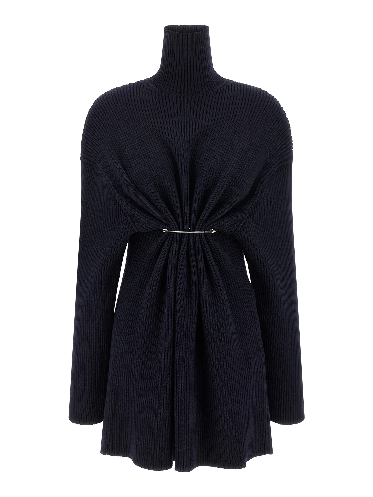 Blue Wool Short Dress