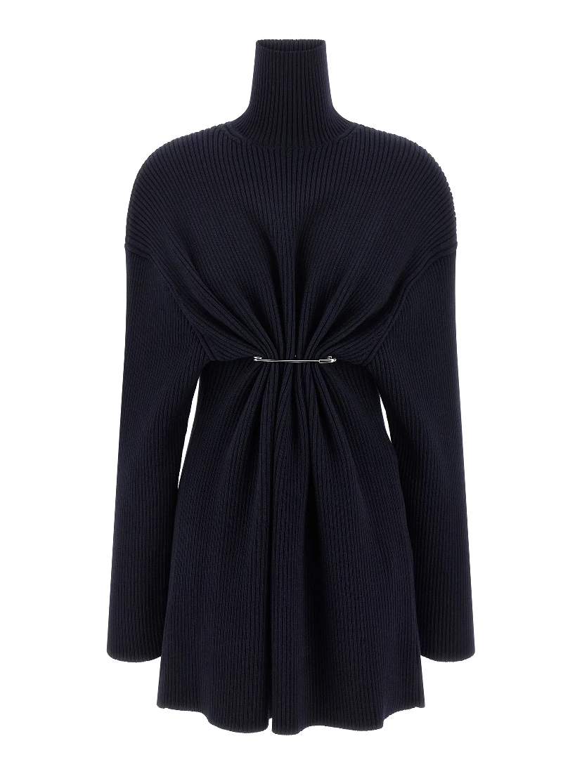 Blue Wool Short Dress