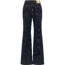 Blue Cotton Flared Jeans