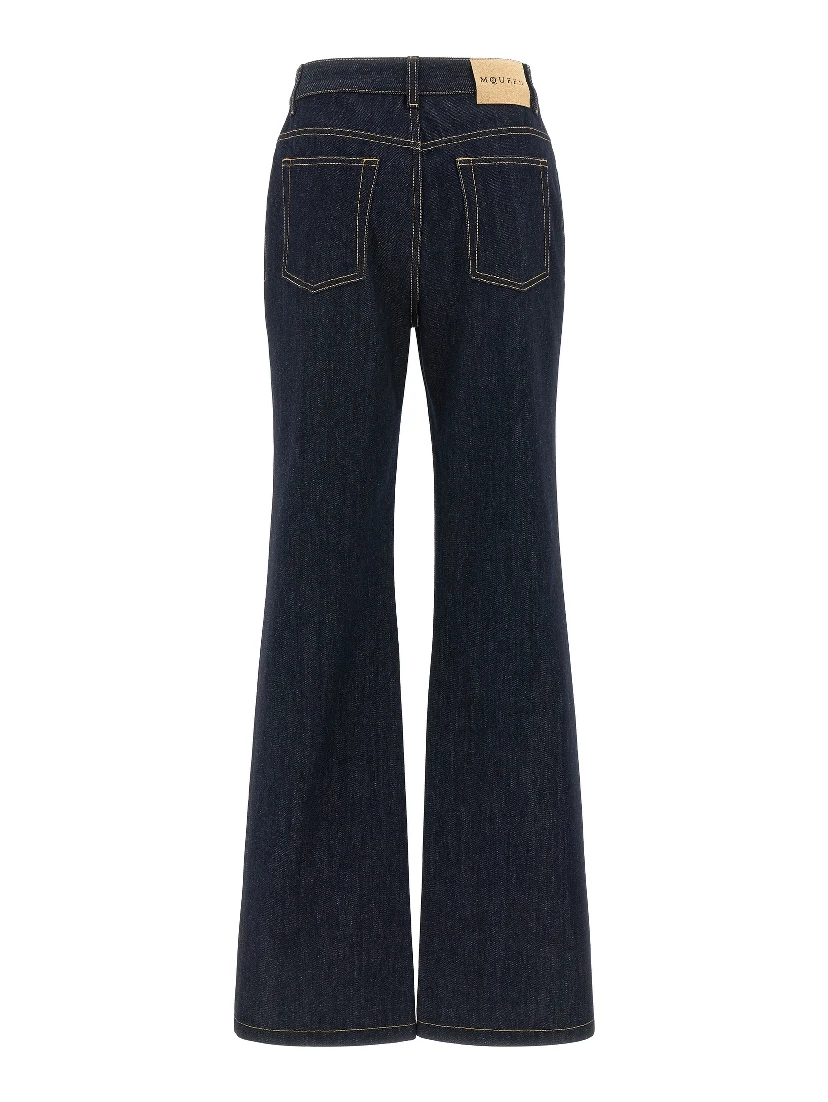 Blue Cotton Flared Jeans