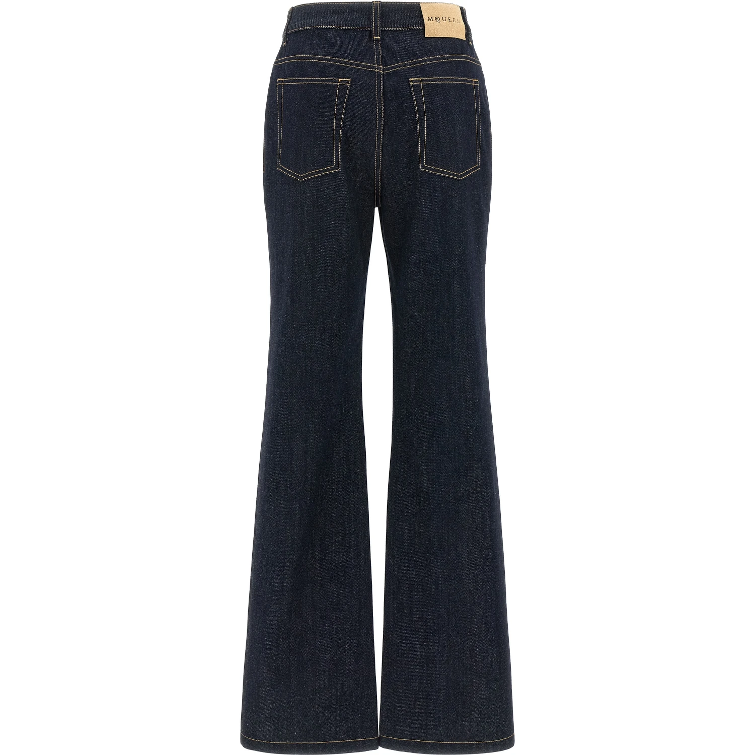 Blue Cotton Flared Jeans
