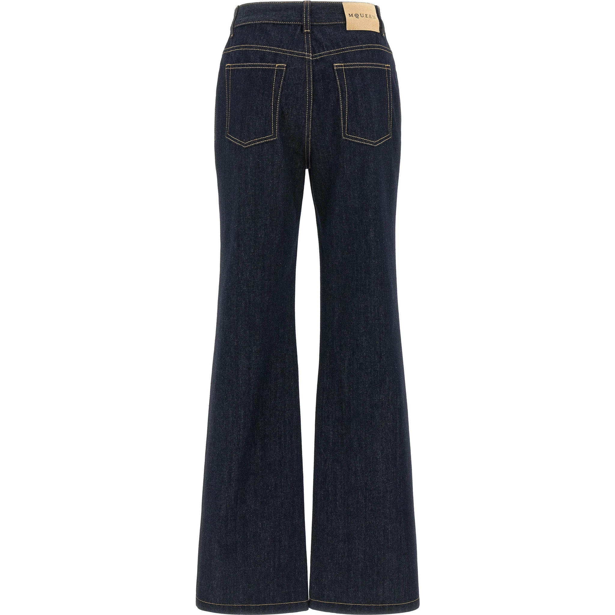 Blue Cotton Flared Jeans