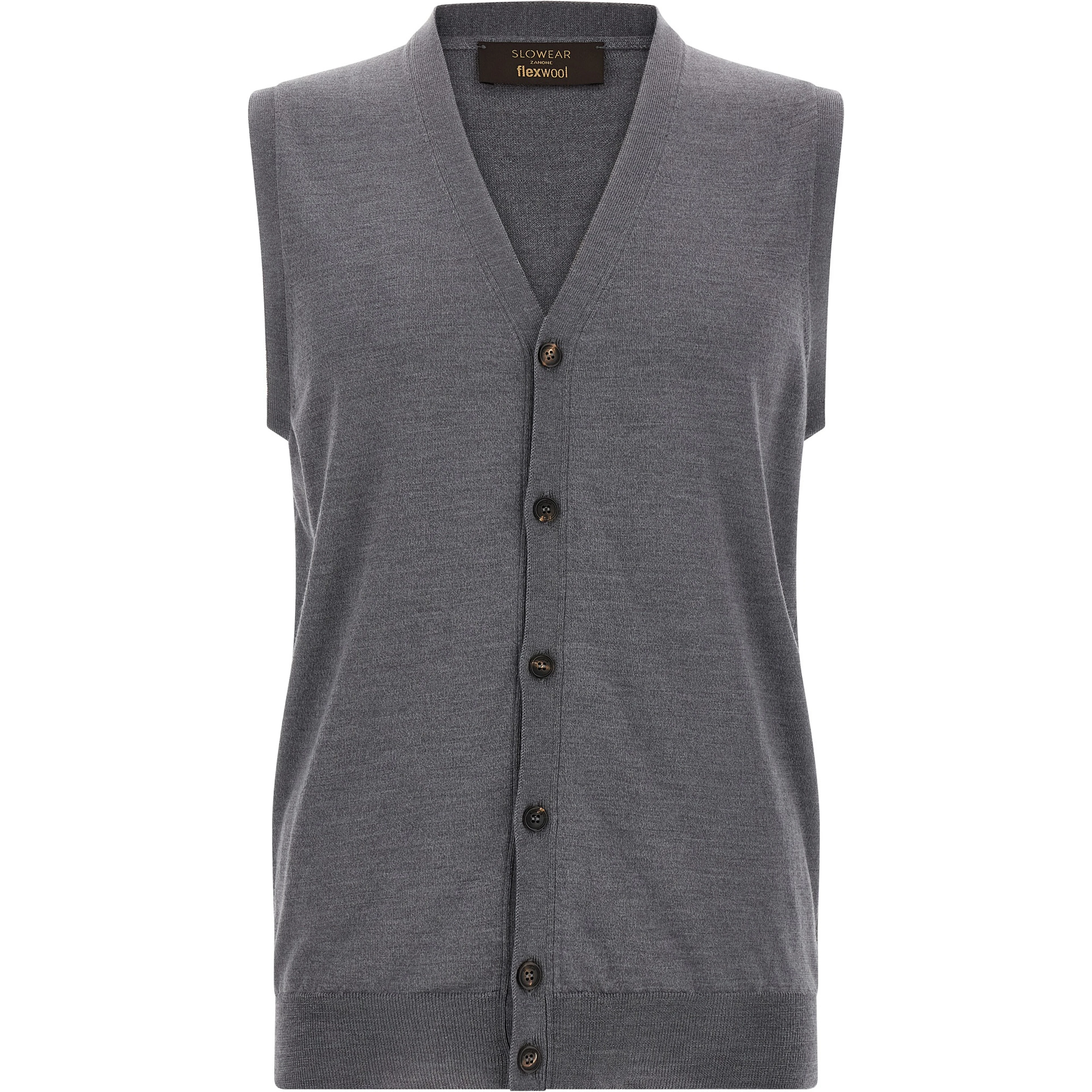 Gray Virgin Wool Sleeveles Sweater