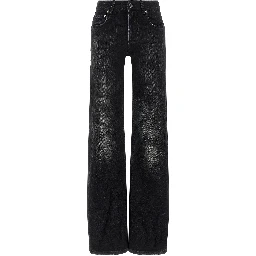 Black Cotton Flared Jeans