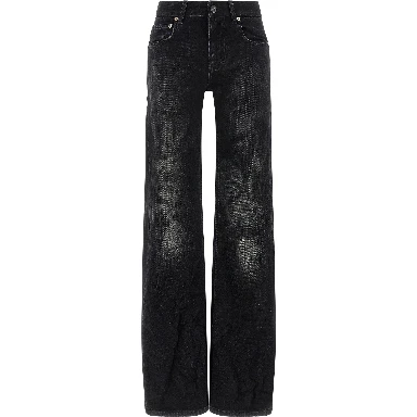 Black Cotton Flared Jeans