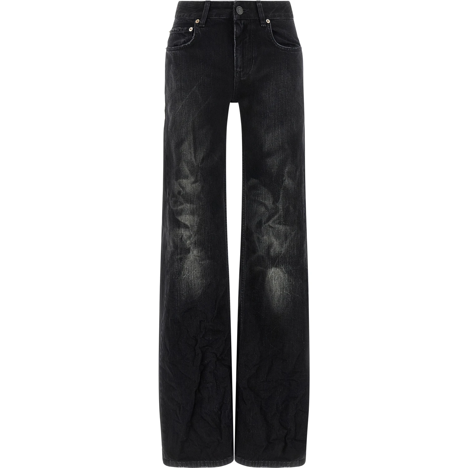 Black Cotton Flared Jeans