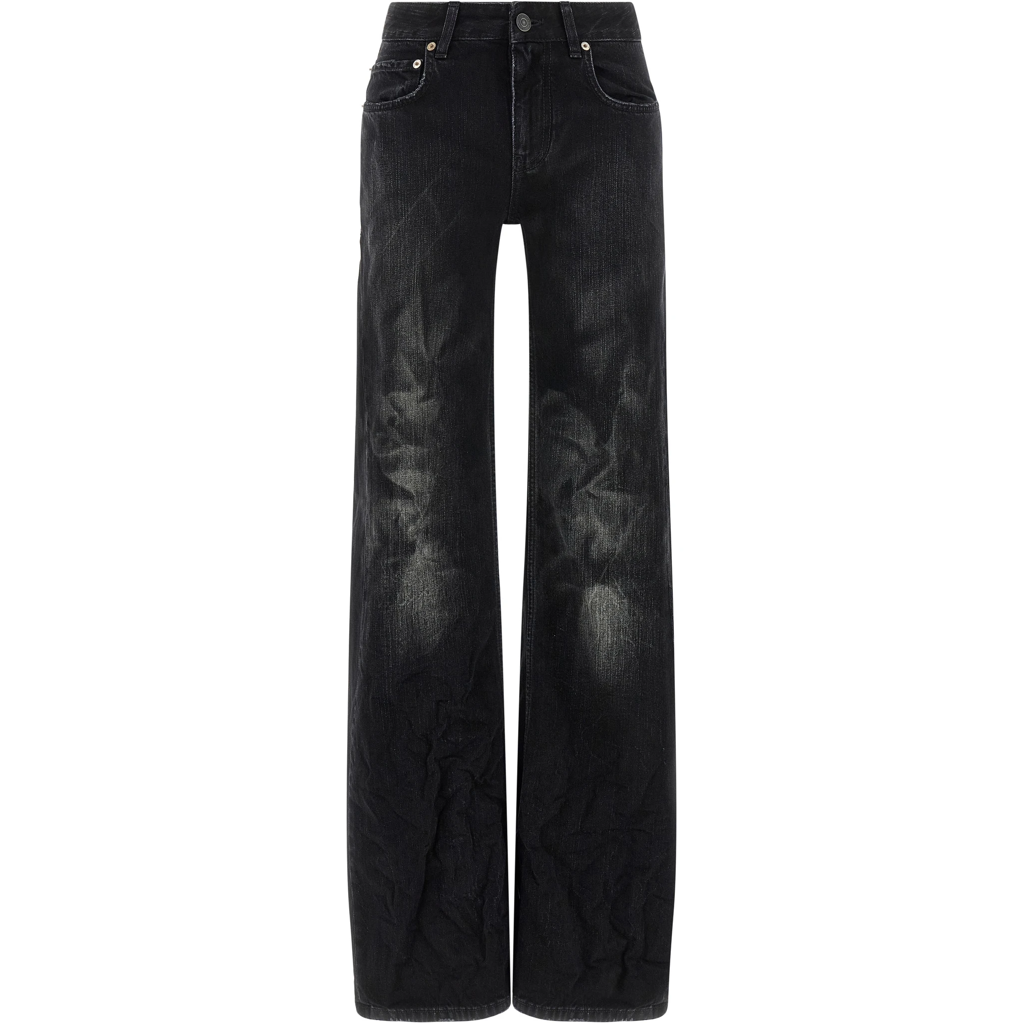 Black Cotton Flared Jeans