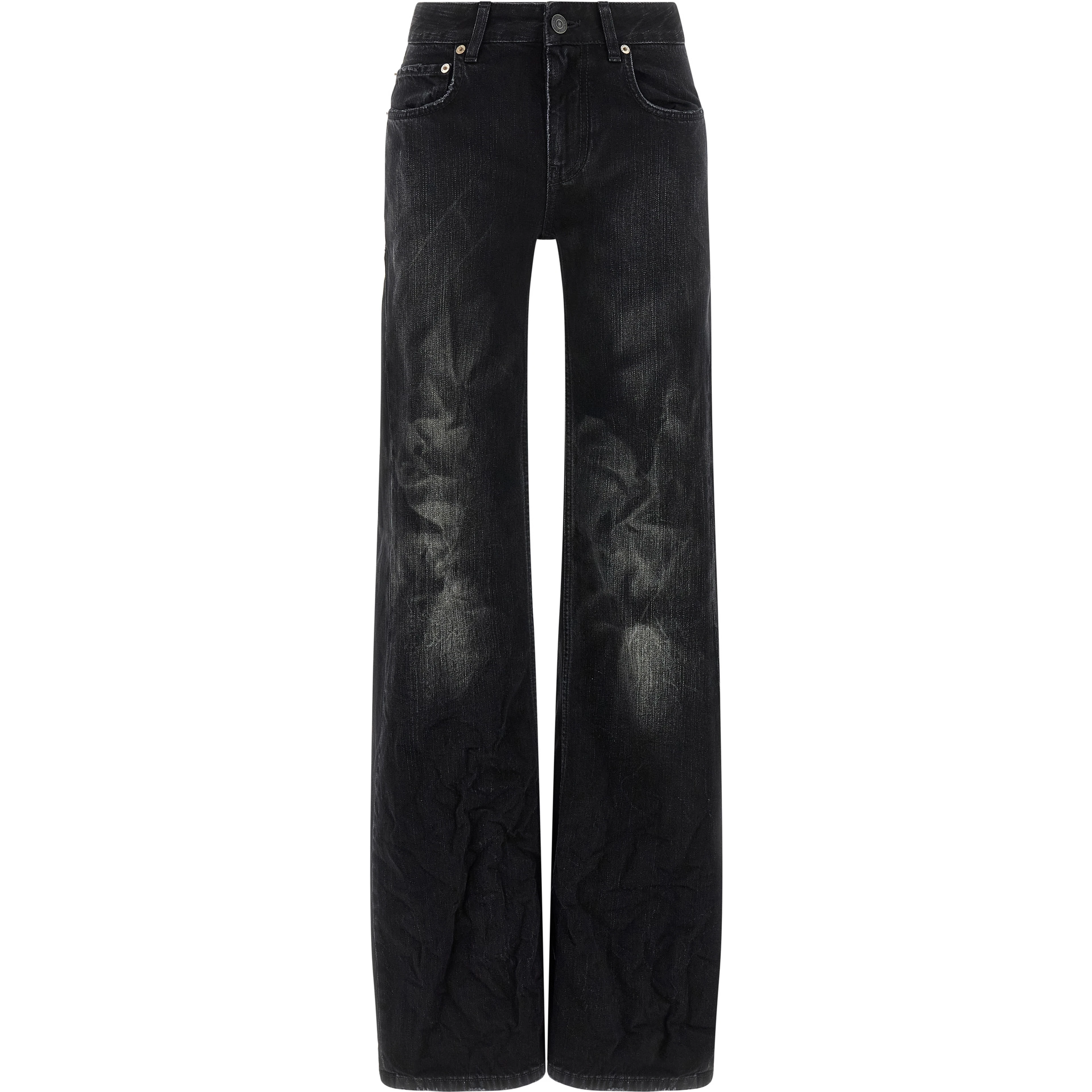 Black Cotton Flared Jeans