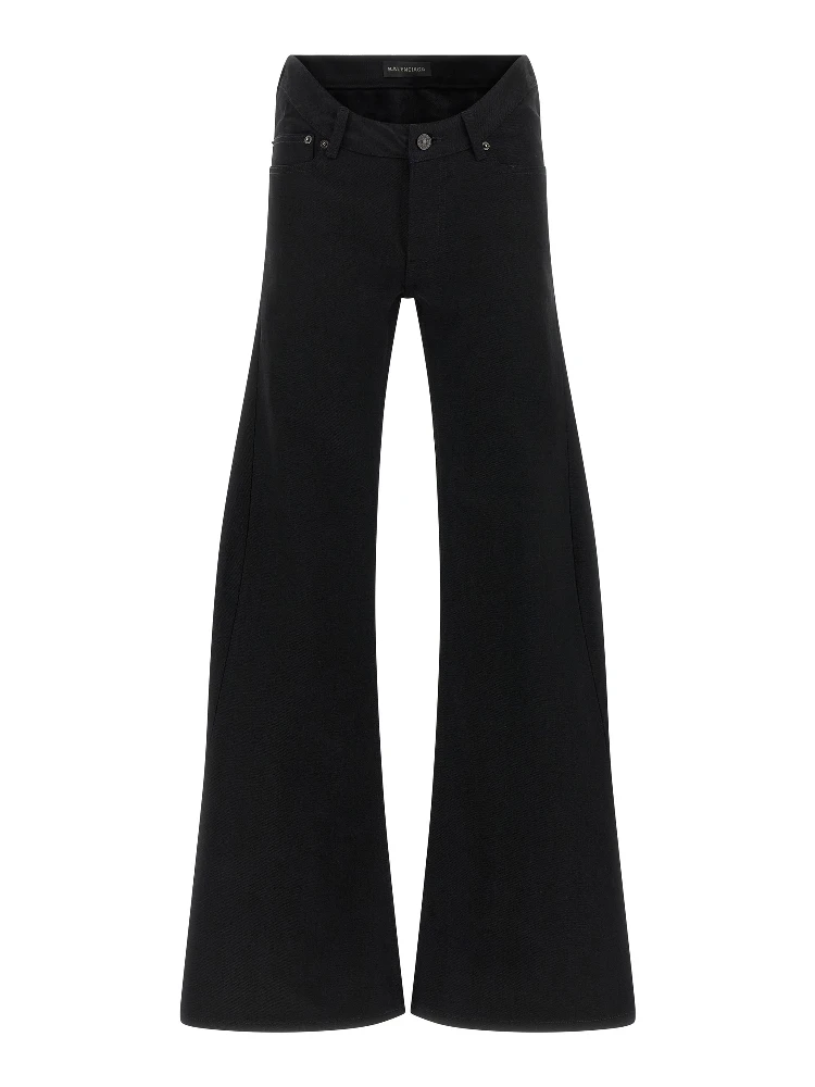 Black Cotton Flared Jeans