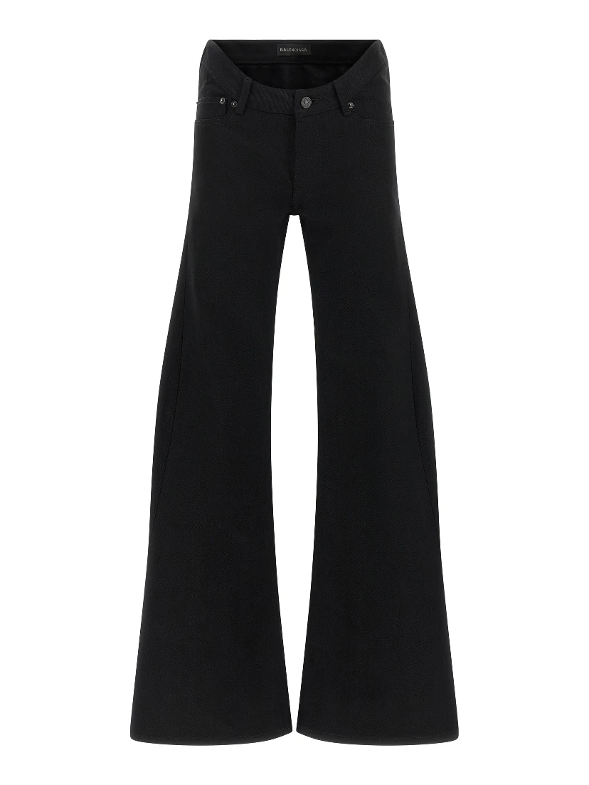 Black Cotton Flared Jeans