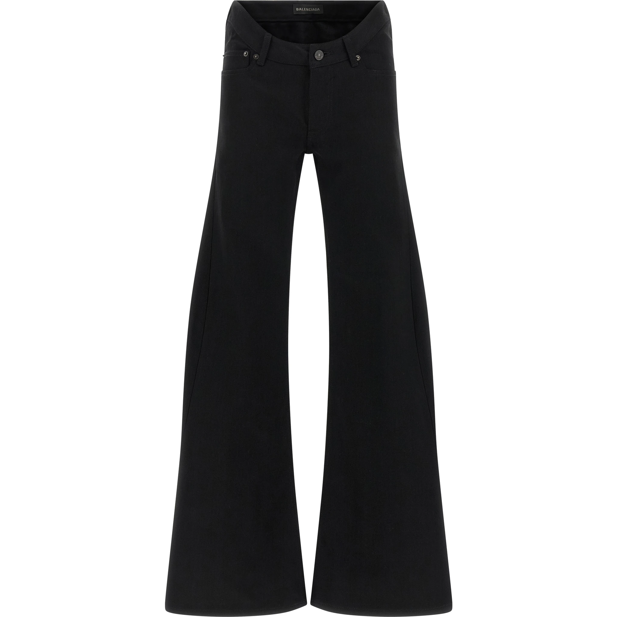 Black Cotton Flared Jeans