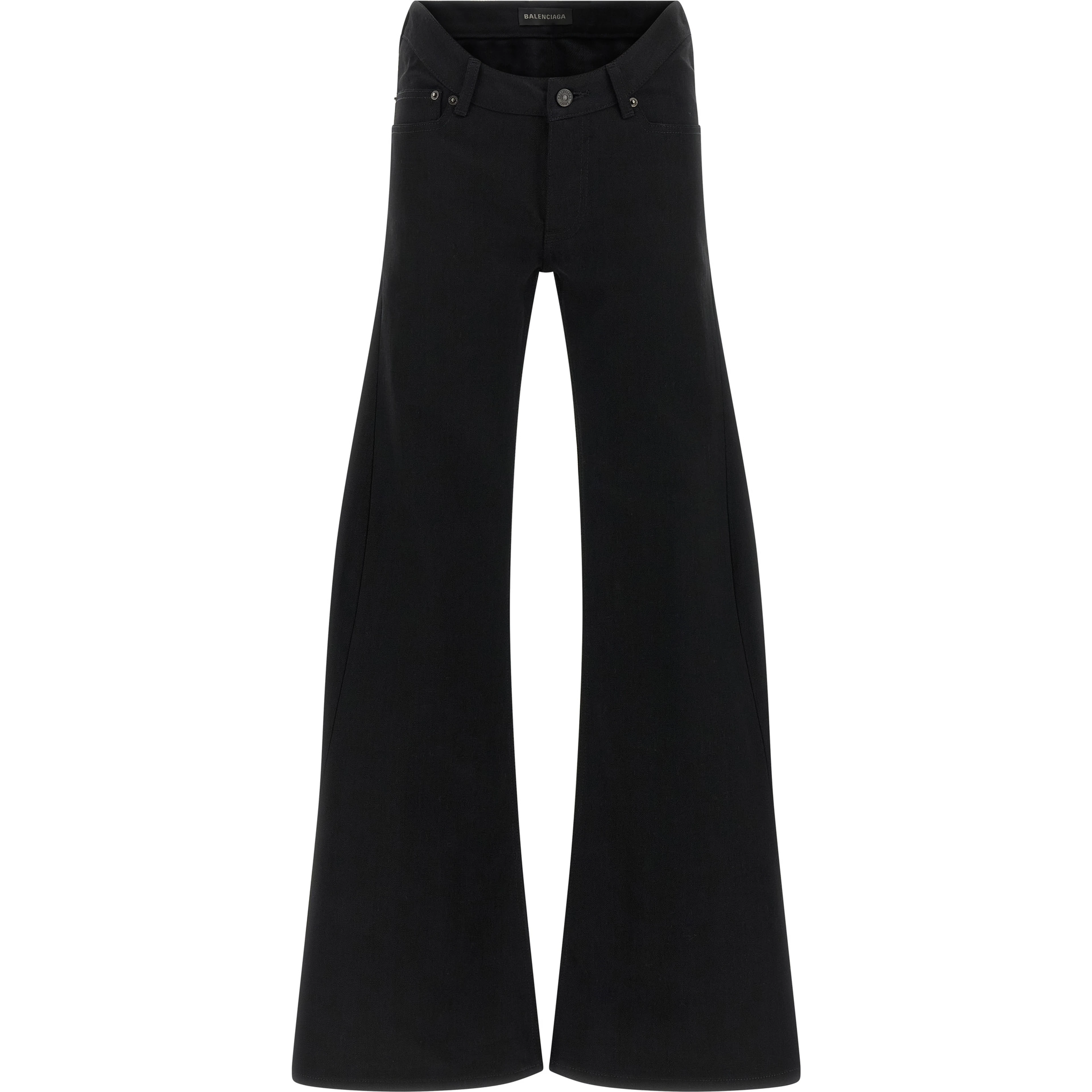 Black Cotton Flared Jeans