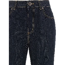 Blue Cotton Flared Jeans