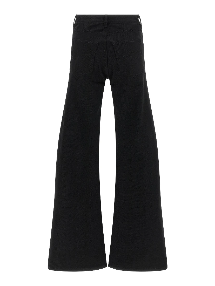 Black Cotton Flared Jeans