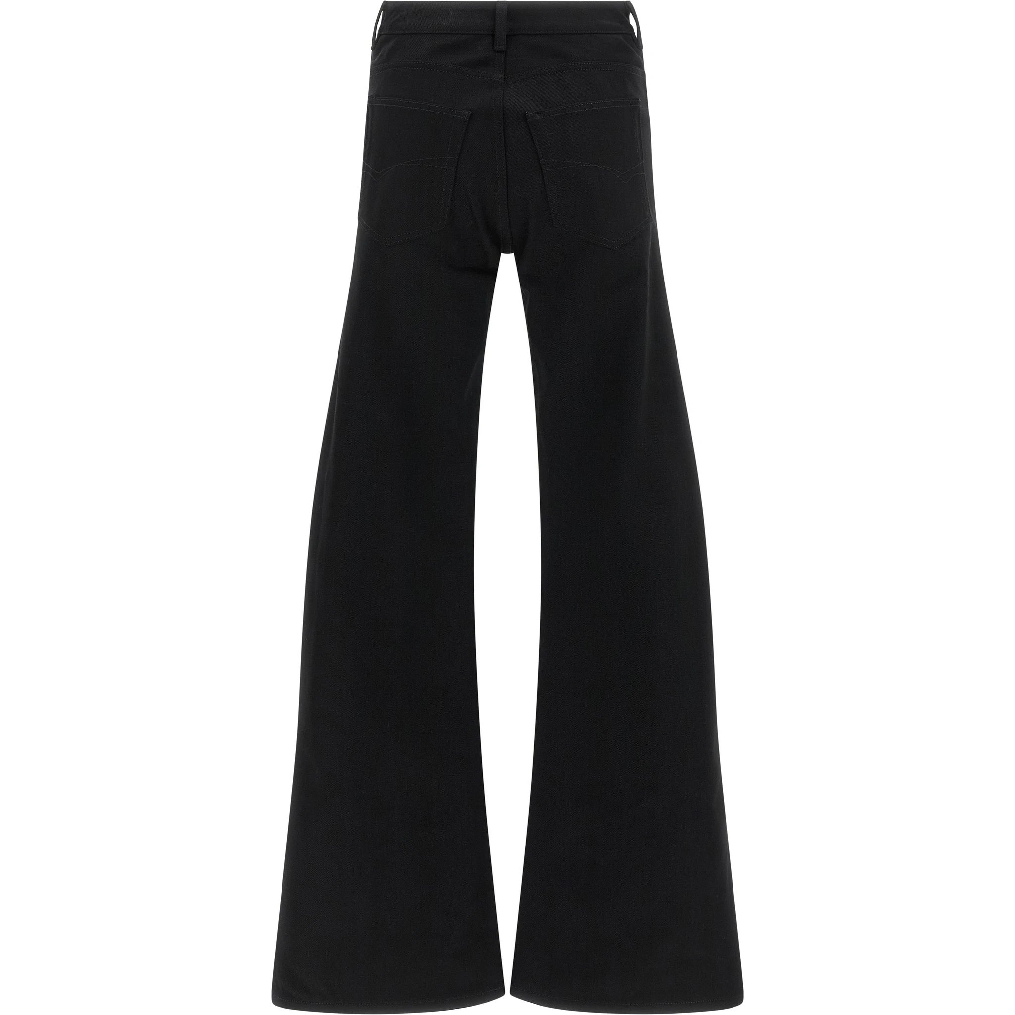Black Cotton Flared Jeans