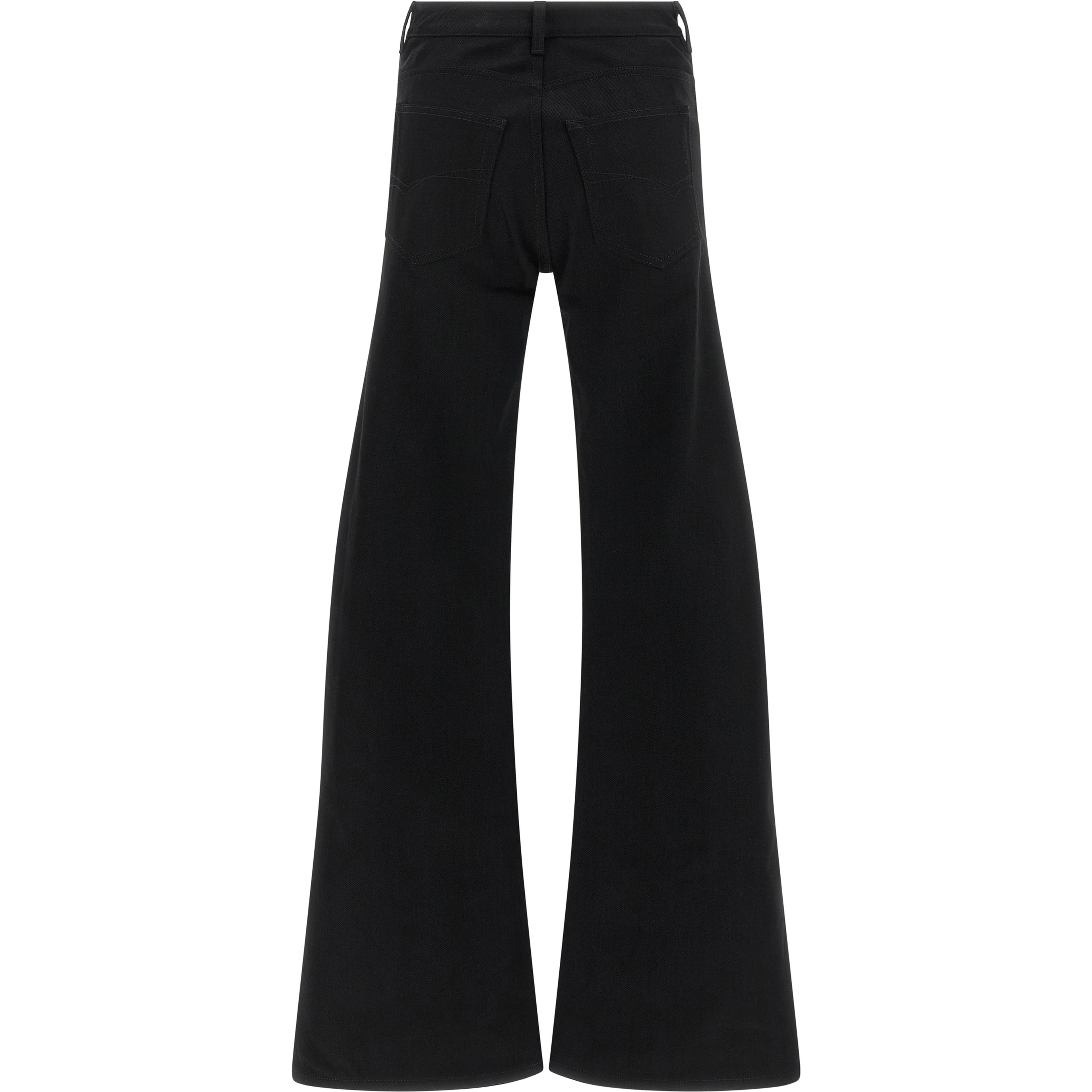 Black Cotton Flared Jeans
