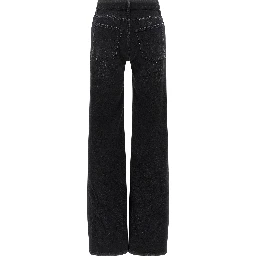 Black Cotton Flared Jeans