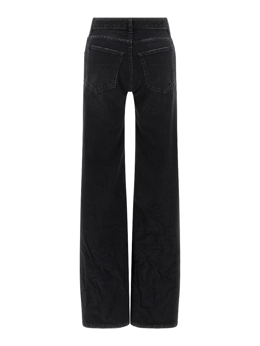 Black Cotton Flared Jeans
