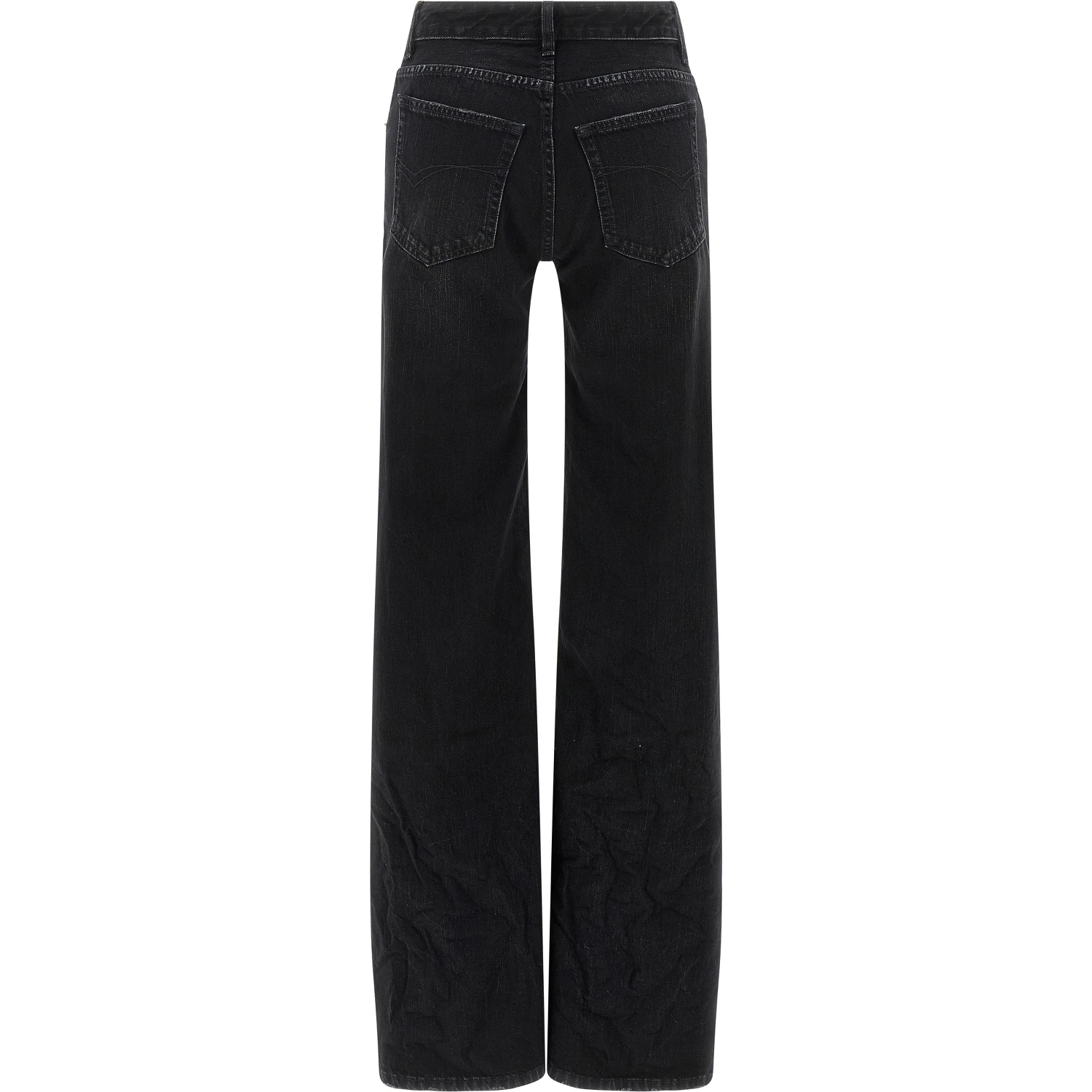 Black Cotton Flared Jeans