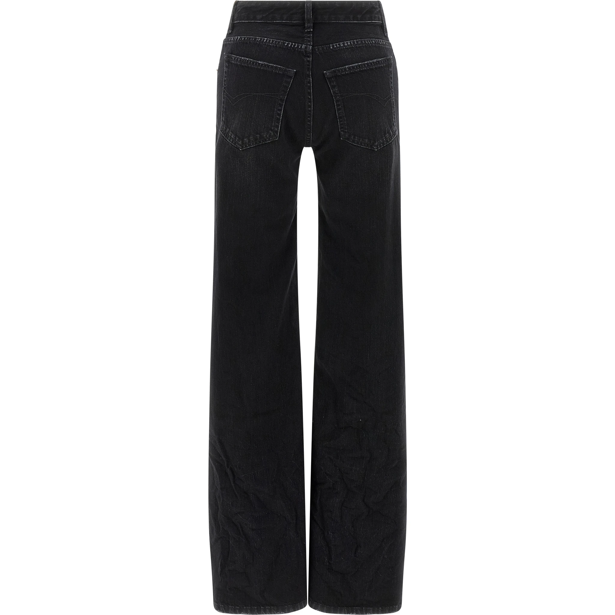 Black Cotton Flared Jeans