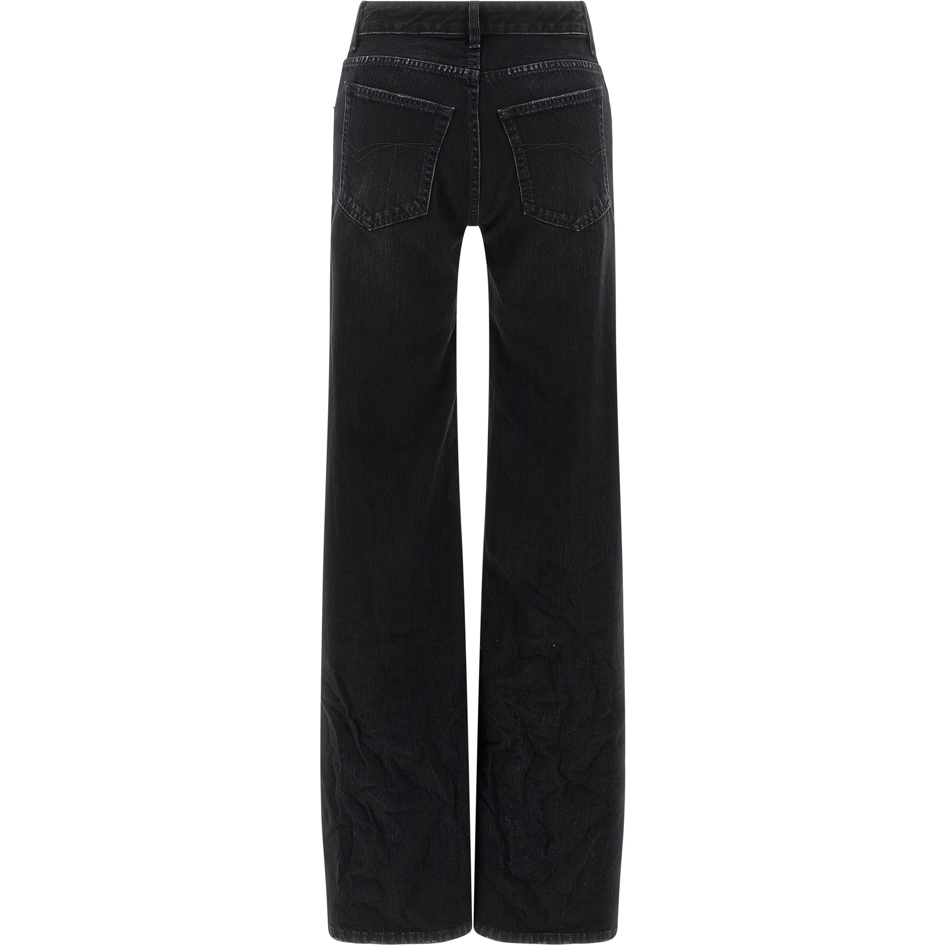 Black Cotton Flared Jeans