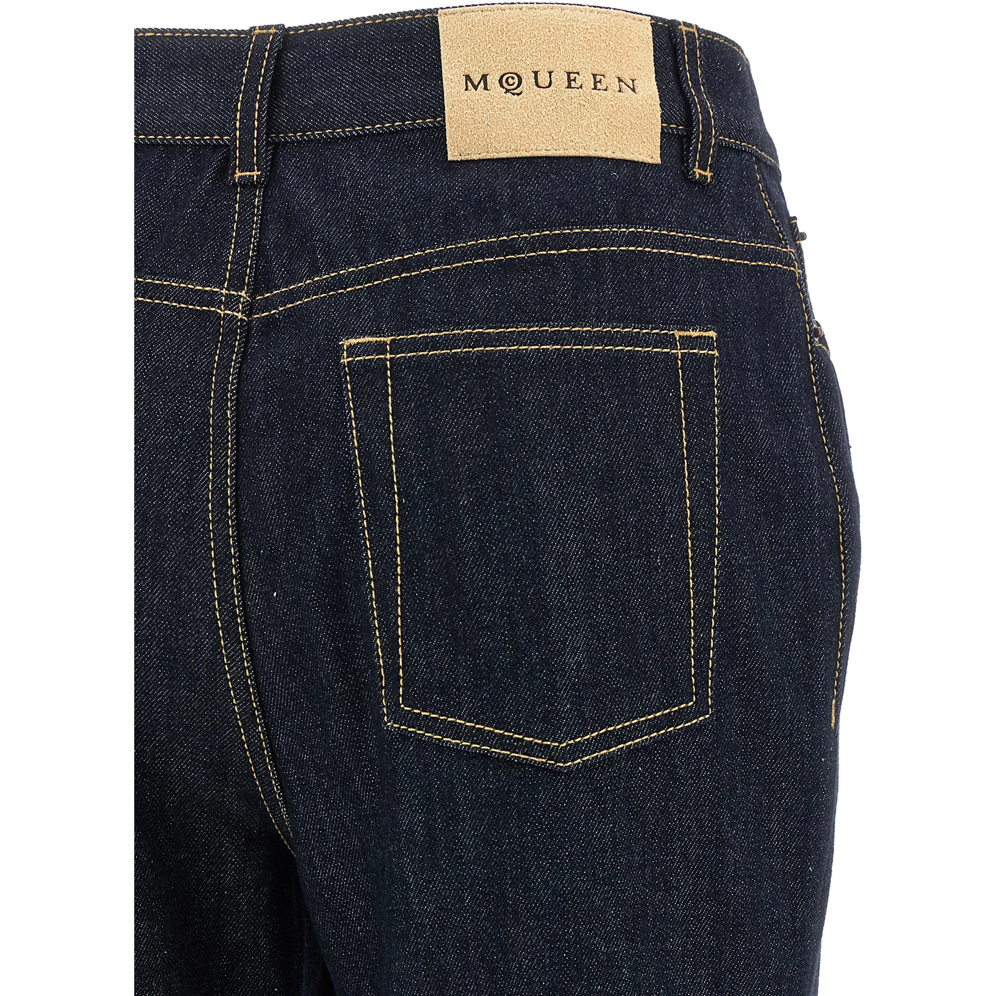 Blue Cotton Flared Jeans
