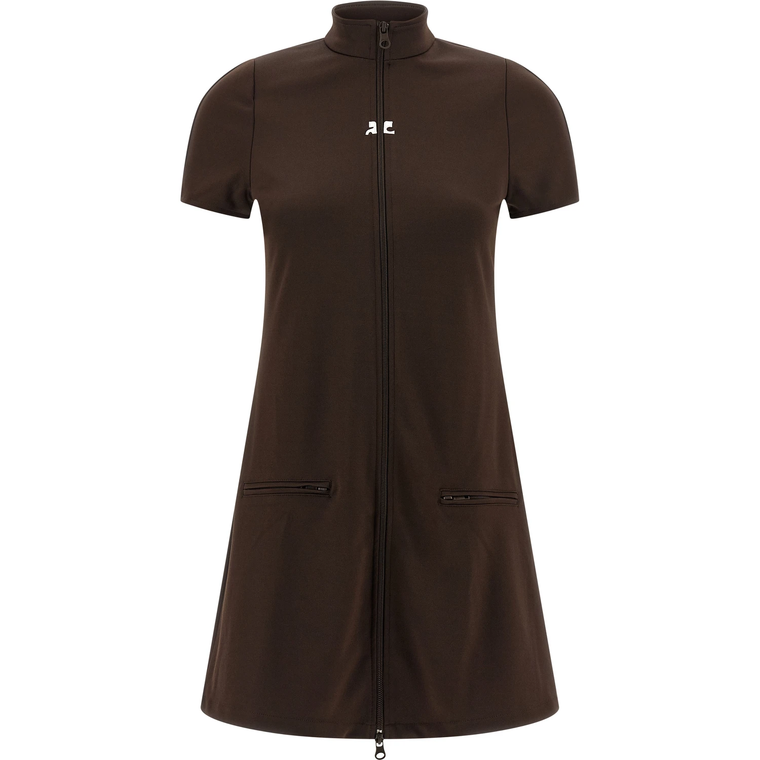 Brown Polyester Short Dress