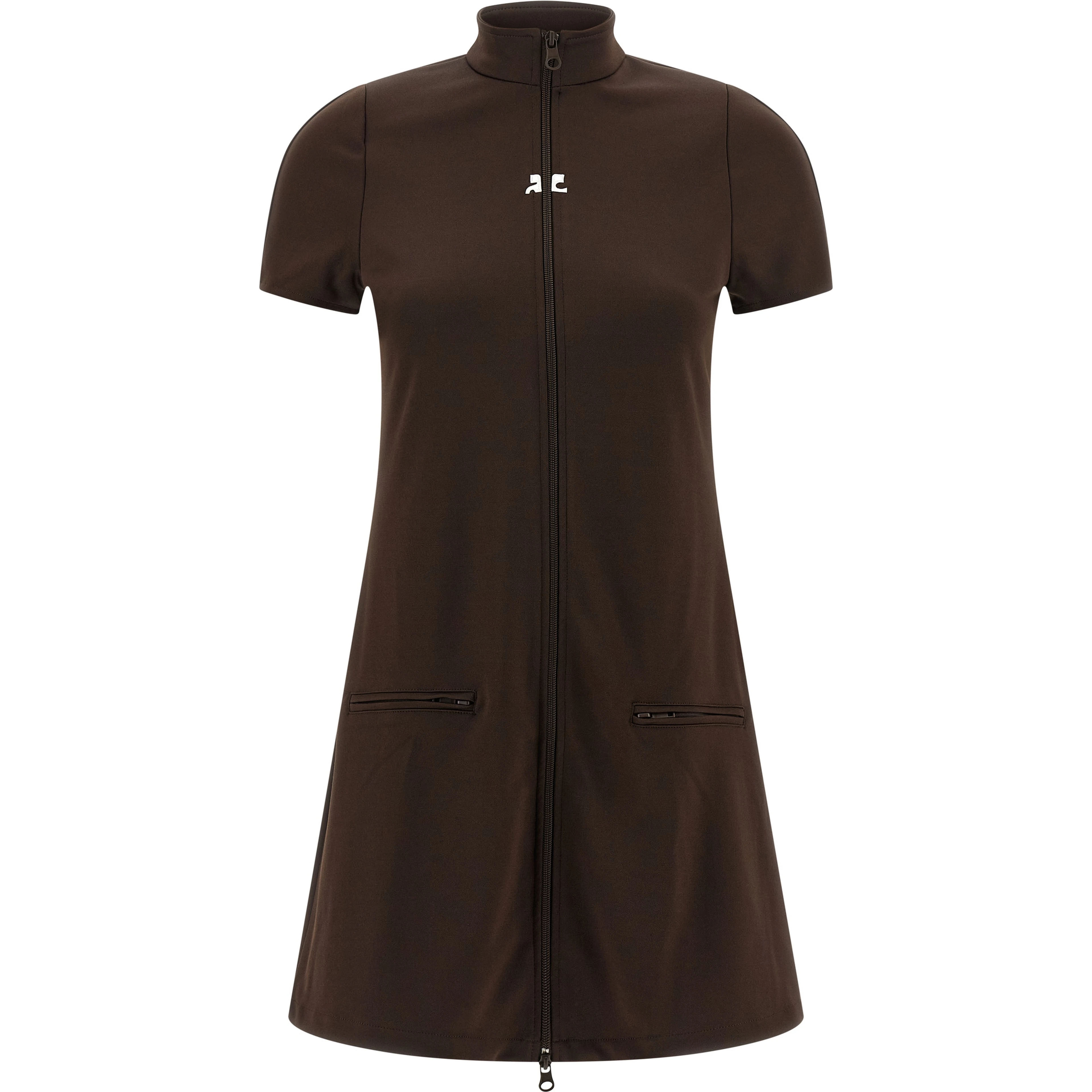Brown Polyester Short Dress