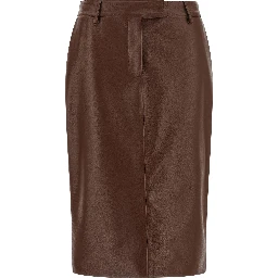 Brown Leather Midi Skirt