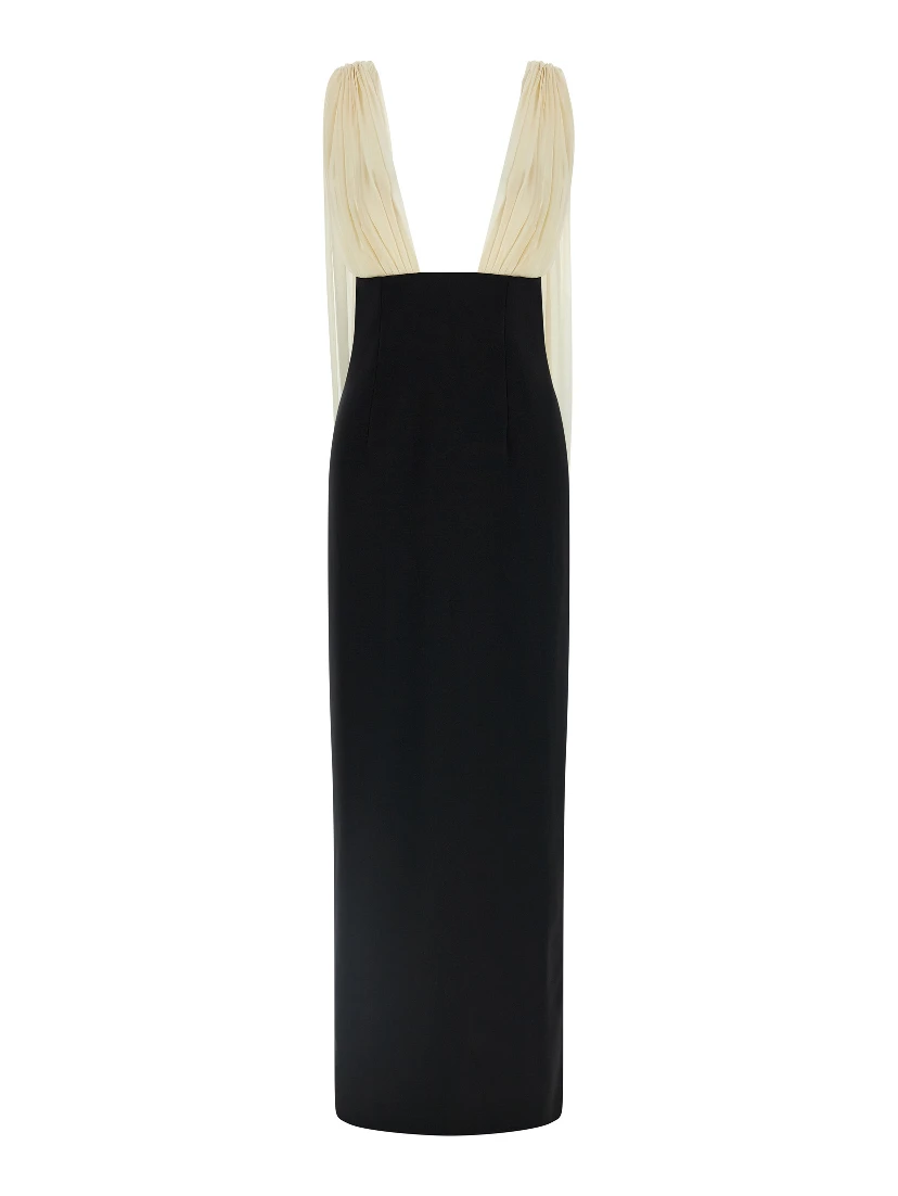 Bicolor Virgin Wool Long Dress