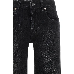 Black Cotton Flared Jeans