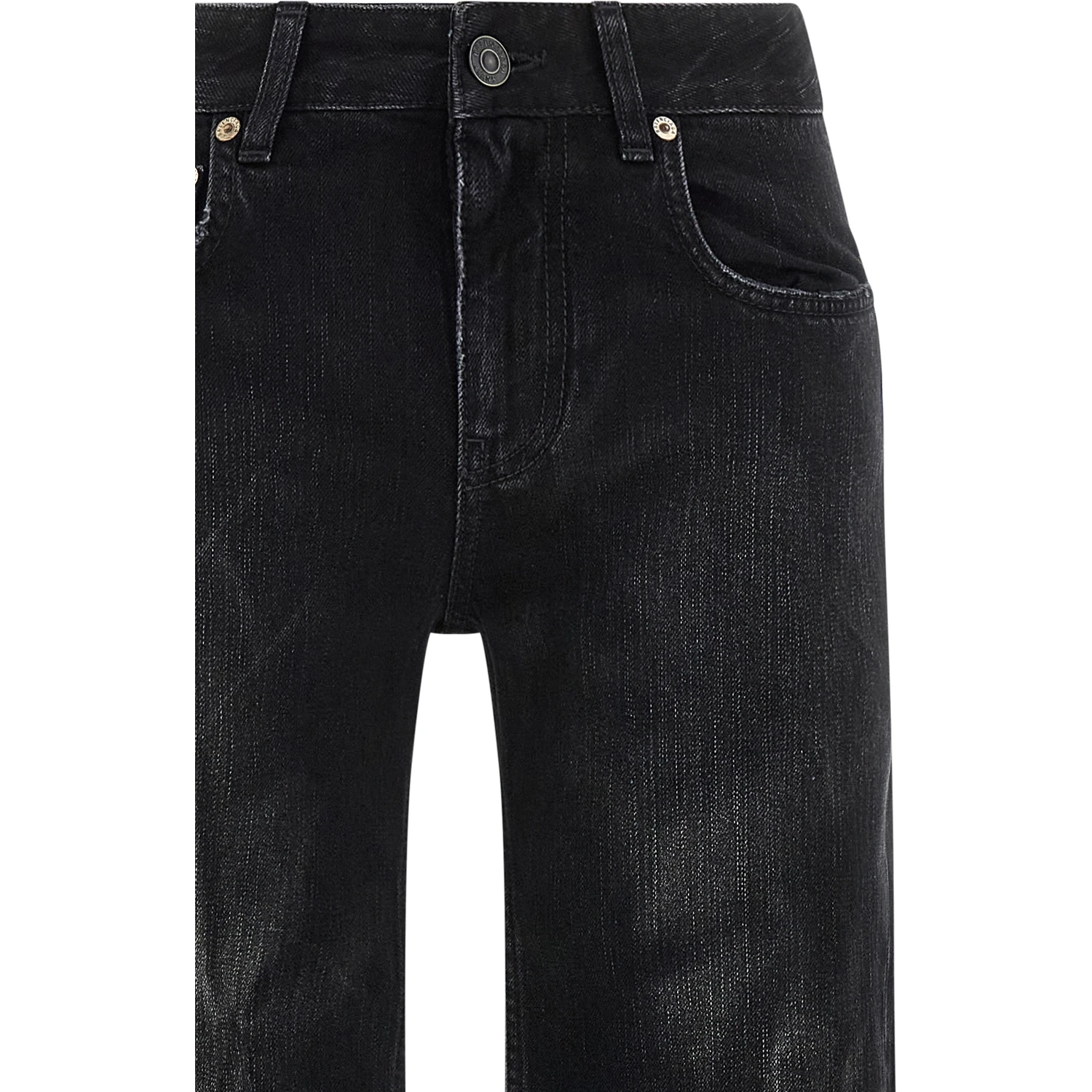 Black Cotton Flared Jeans
