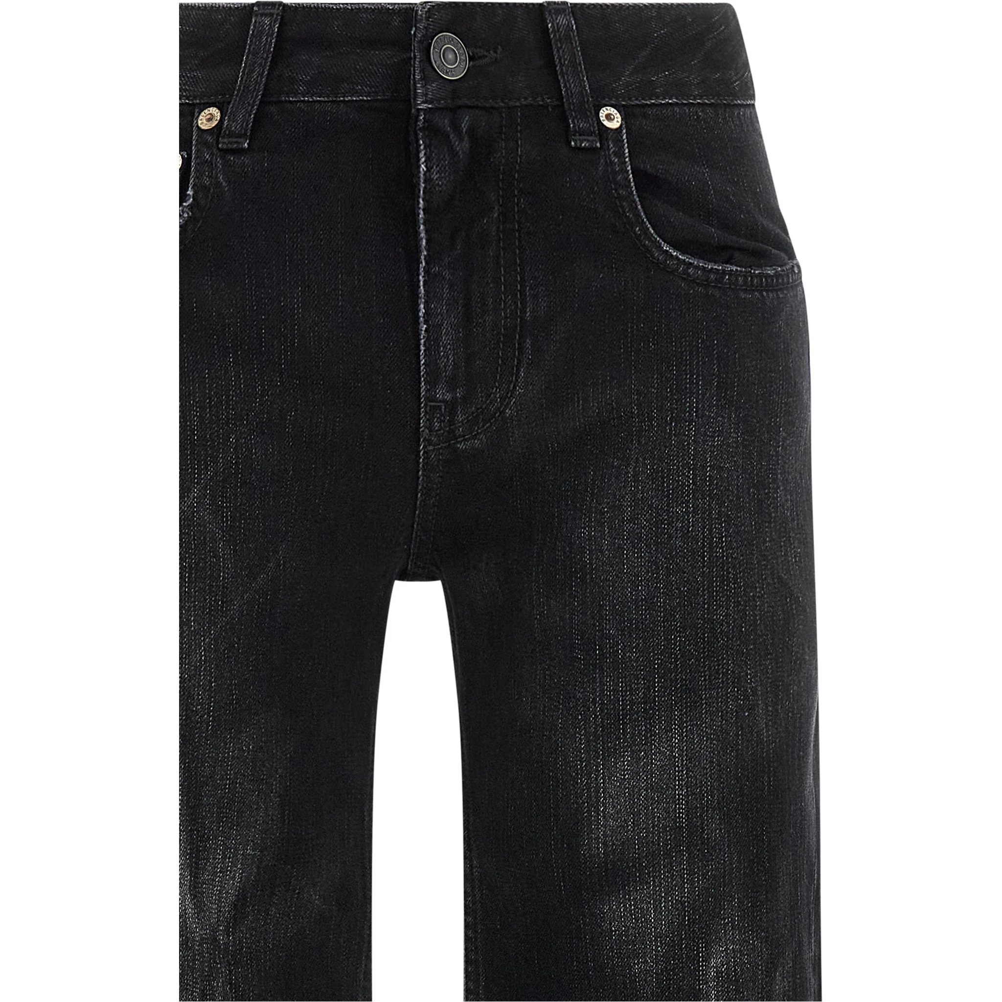 Black Cotton Flared Jeans