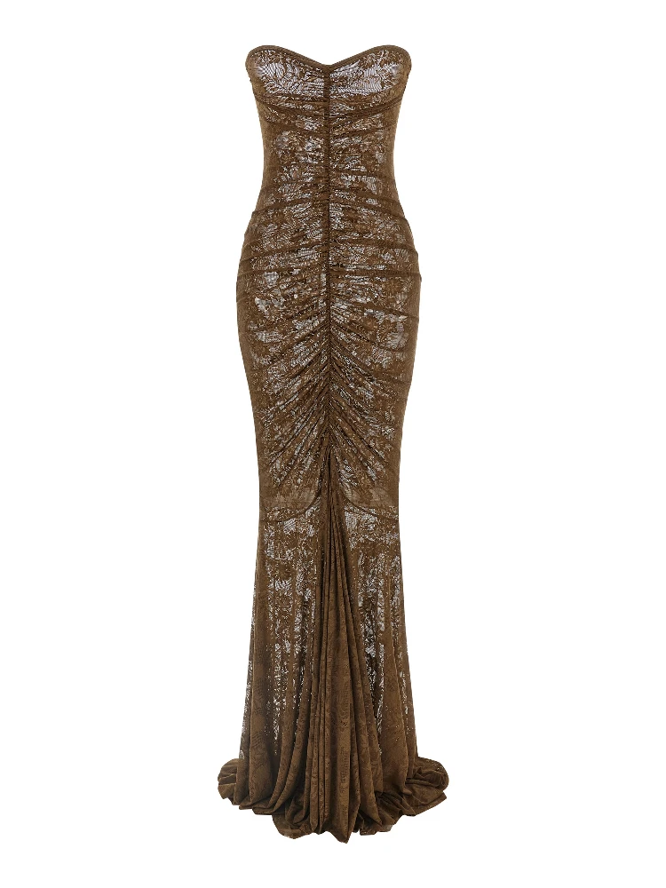 Bicolor Polyamide Long Dress