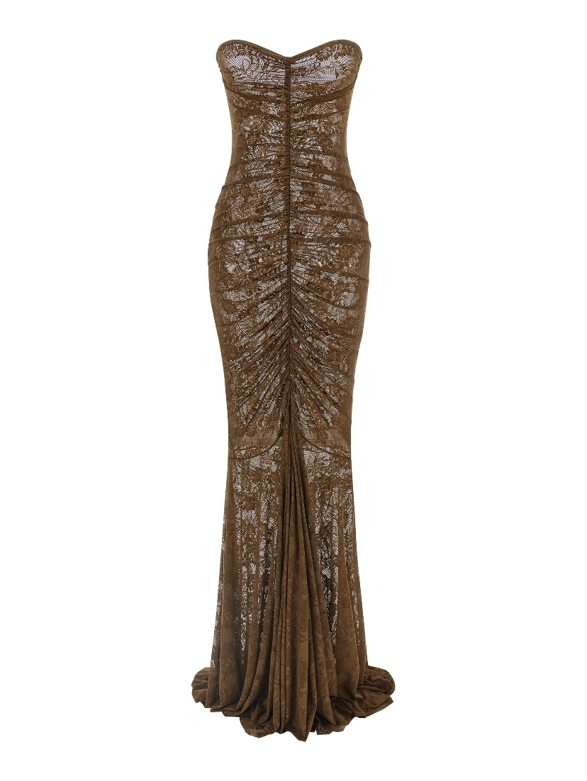 Bicolor Polyamide Long Dress