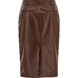 Brown Leather Midi Skirt