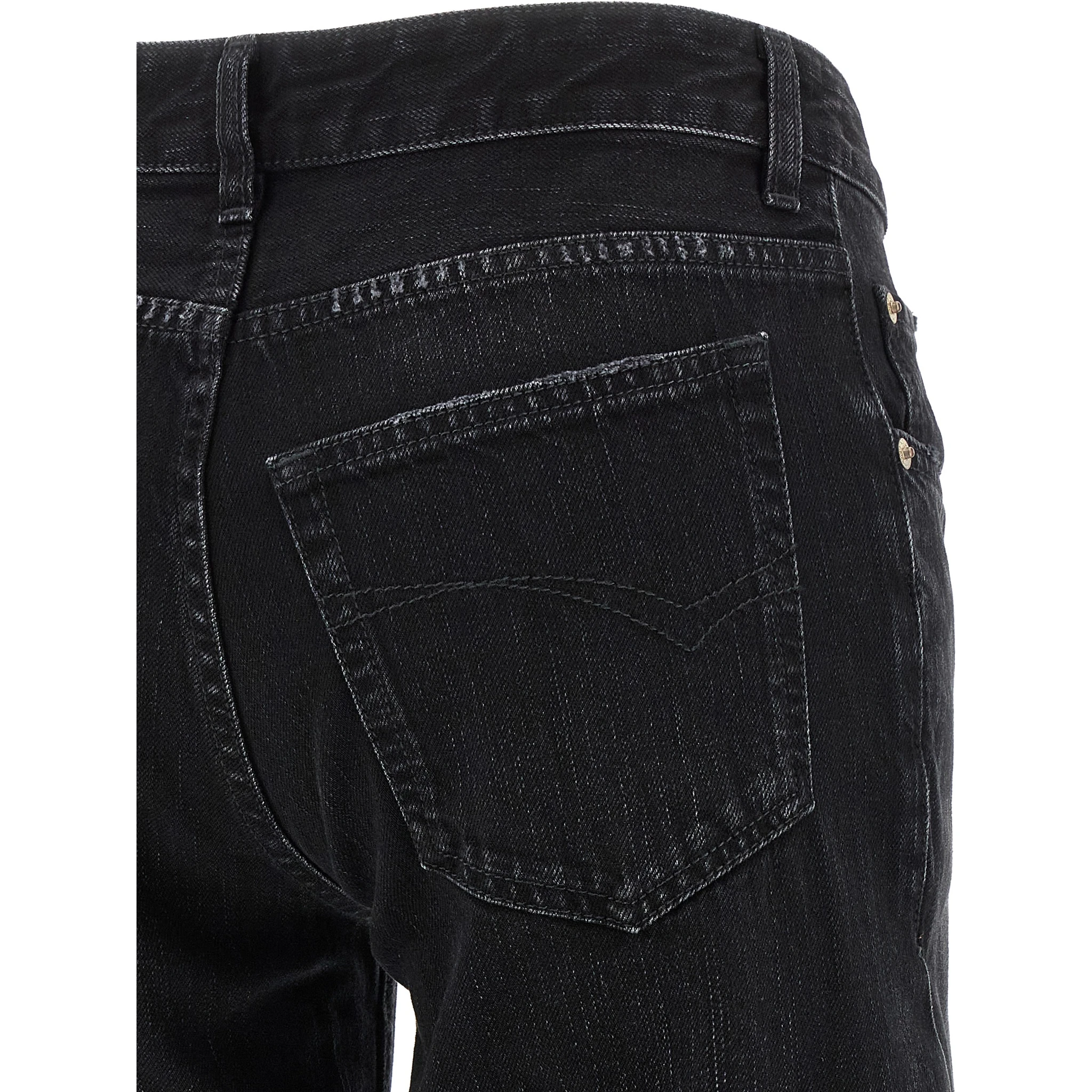 Black Cotton Flared Jeans