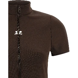 Brown Polyester Short Dress