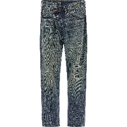 Blue Cotton Straight-Leg Jeans