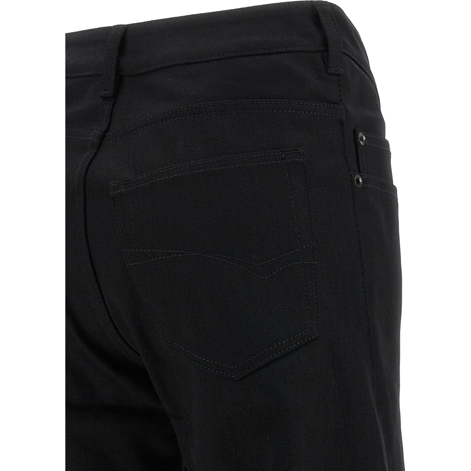 Black Cotton Flared Jeans